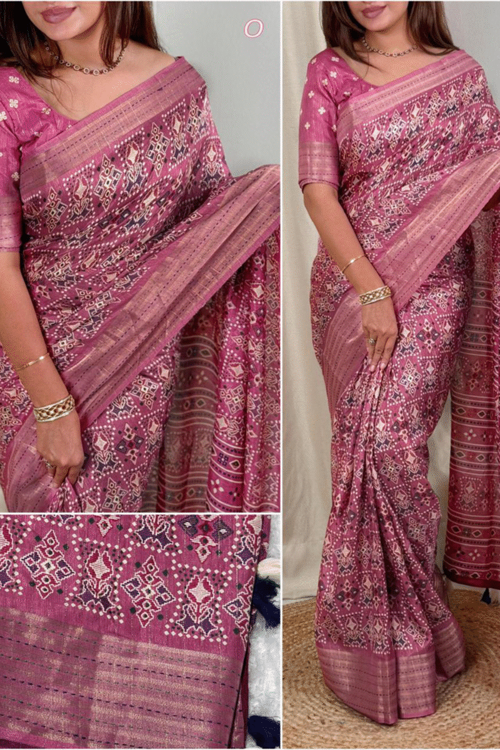 Maheshwari Cotton With Ricco Zari & Print Work Wholesale Saree - Image 4