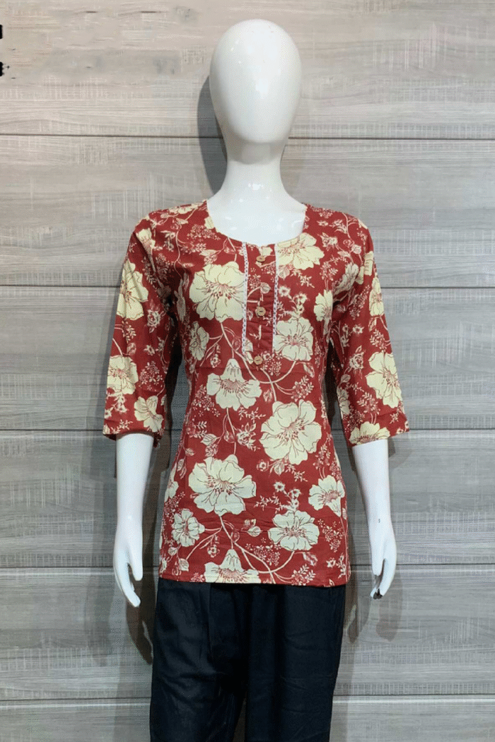 Jaipuri Cotton Short Kurti Printed Set - Image 5