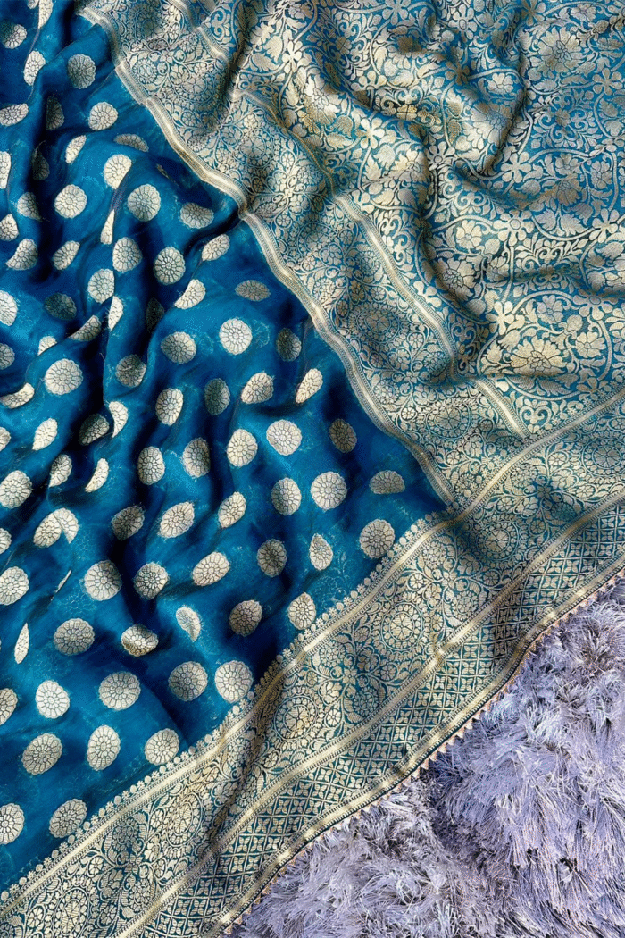 Viscose Georgette Woven Work Saree Collection - Image 4