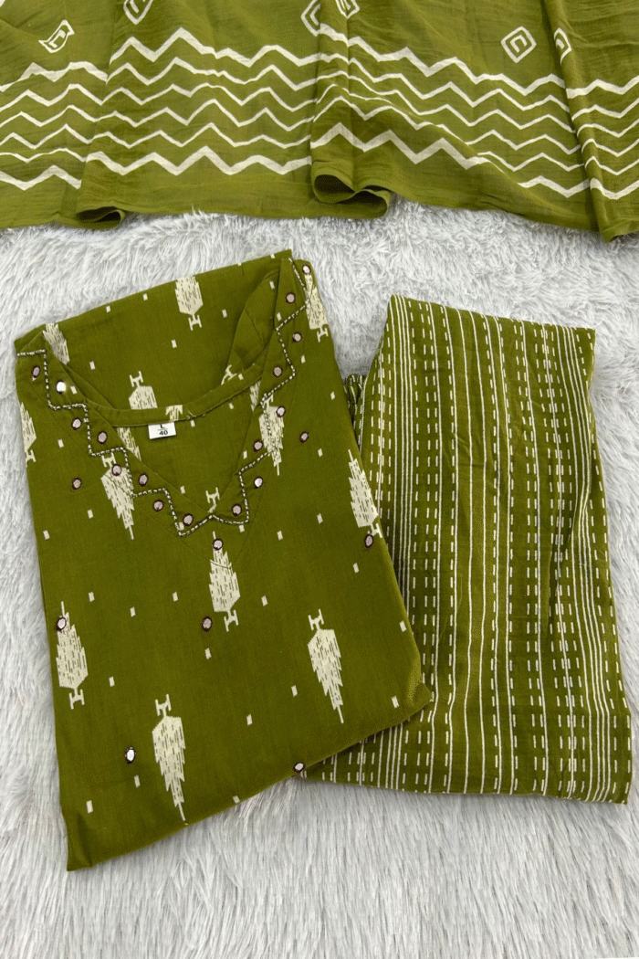 Premium Cotton Kurti Ikat Printed Wholesale Kurtis Set - Image 2