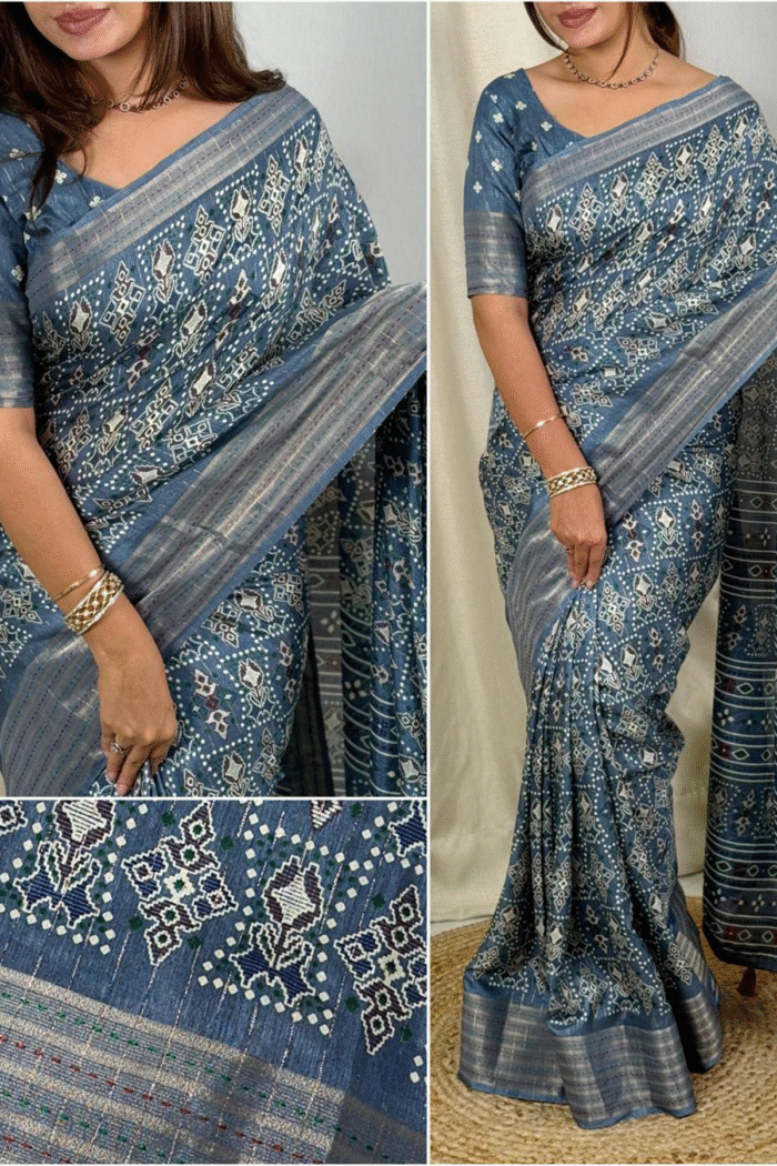 Maheshwari Cotton With Ricco Zari & Print Work Wholesale Saree - Image 5