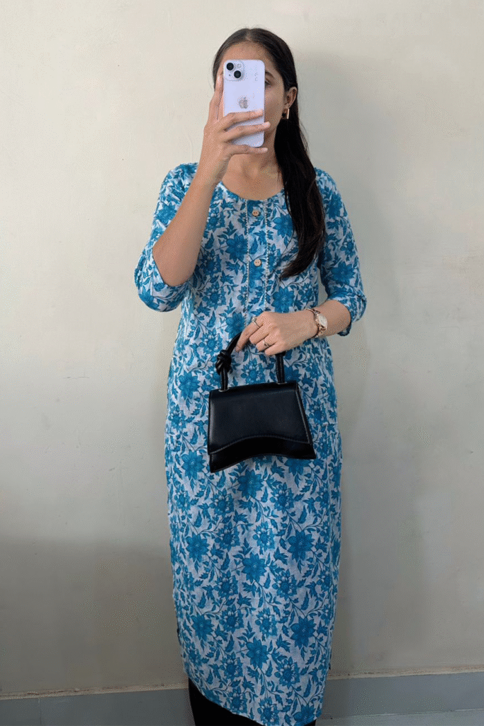 Daily Wear Long Cotton Kurti With Print Work Collection - Image 19