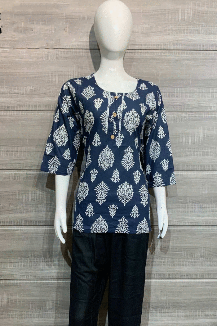 Jaipuri Cotton Short Kurti Printed Set - Image 6