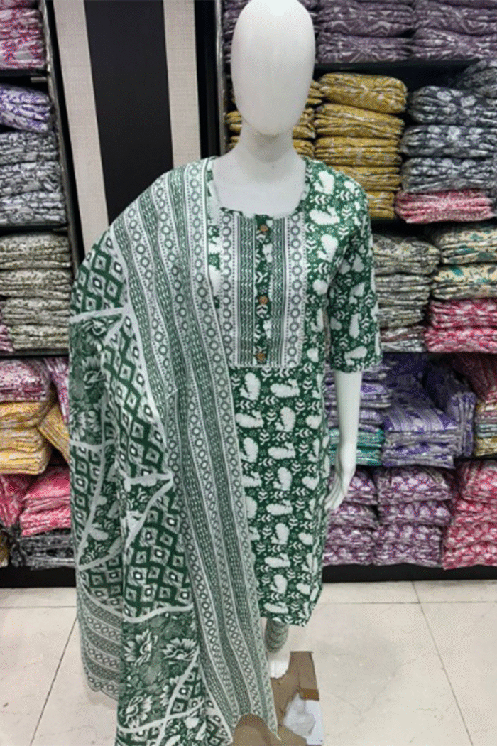 Cotton Premium Kurti Pant Duppata Set - Image 6