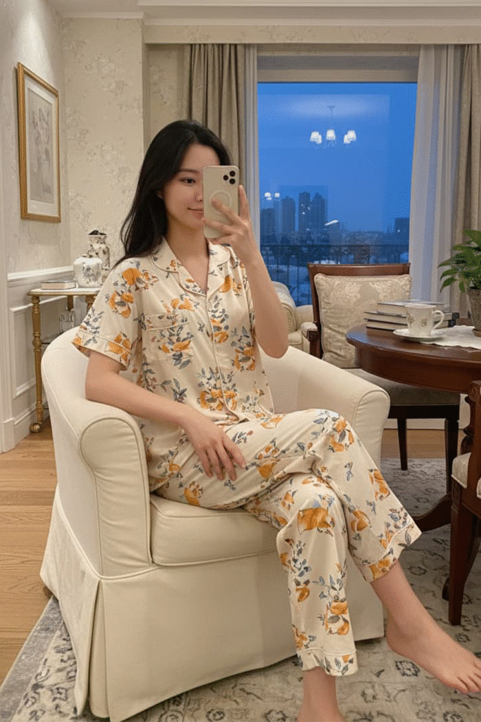 Korean Cotton Printed Brush Night Suits Wholesale - Image 6