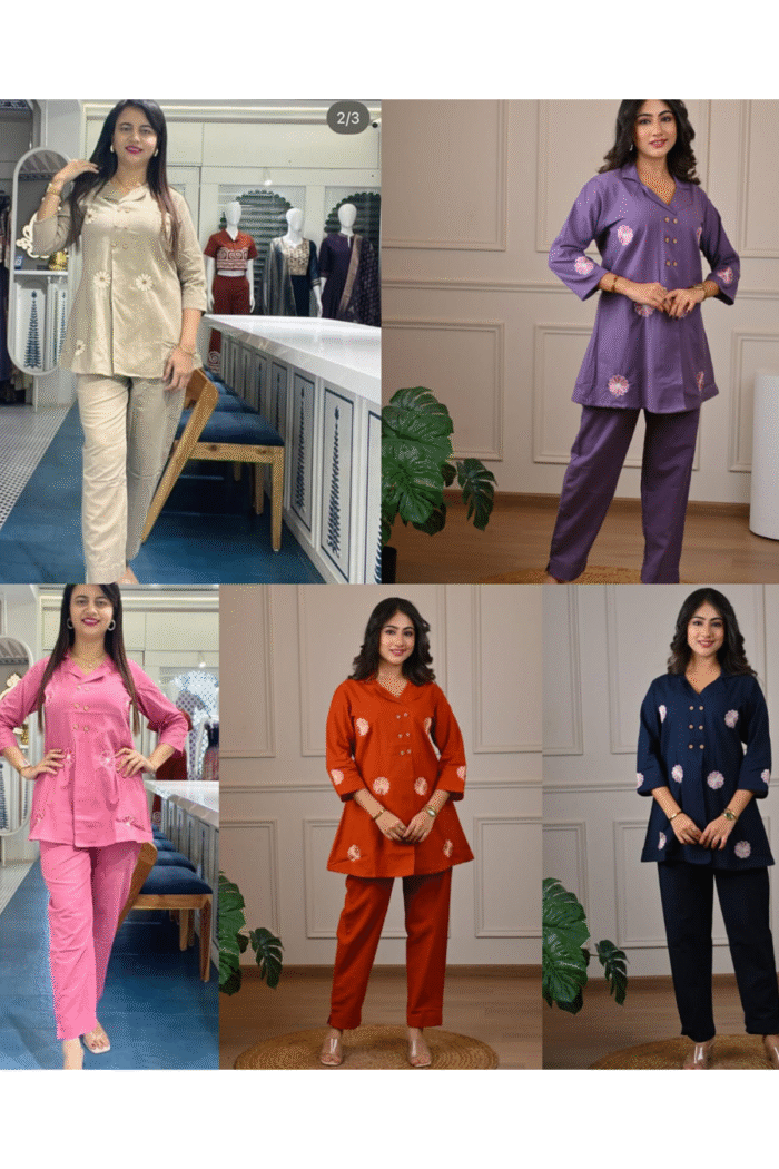 Cotton Slub Cord Set Printed Work Wholesale Collection - Image 7