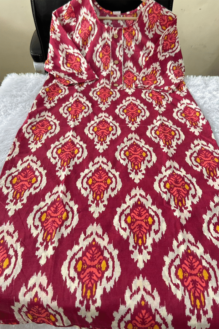 Daily Wear Long Cotton Kurti With Print Work Collection - Image 18