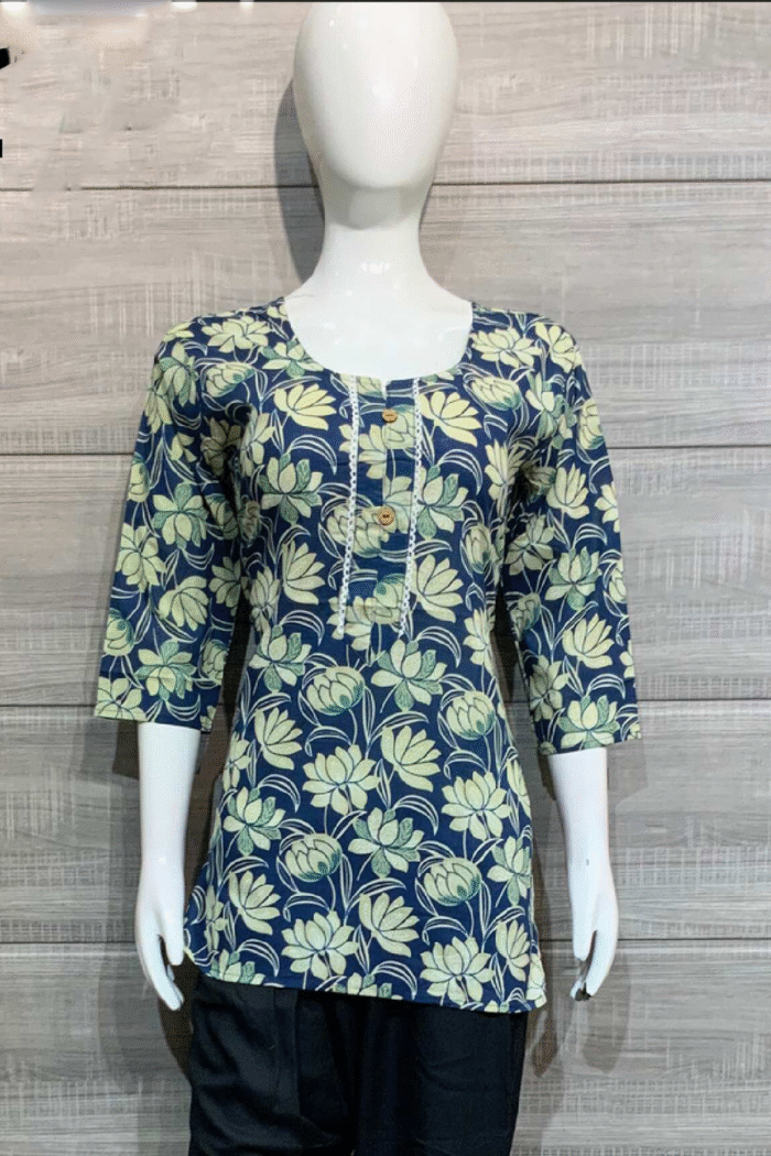 Jaipuri Cotton Short Kurti Printed Set - Image 9