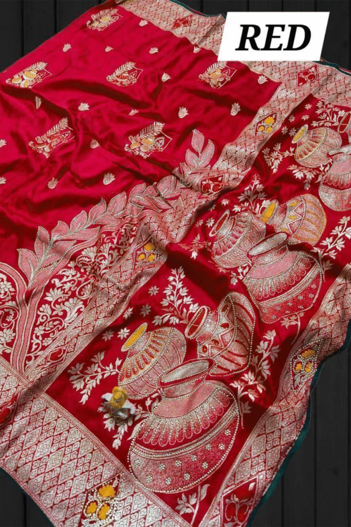 Festive Silk Matka Pallu Saree With Zari Work - Image 7