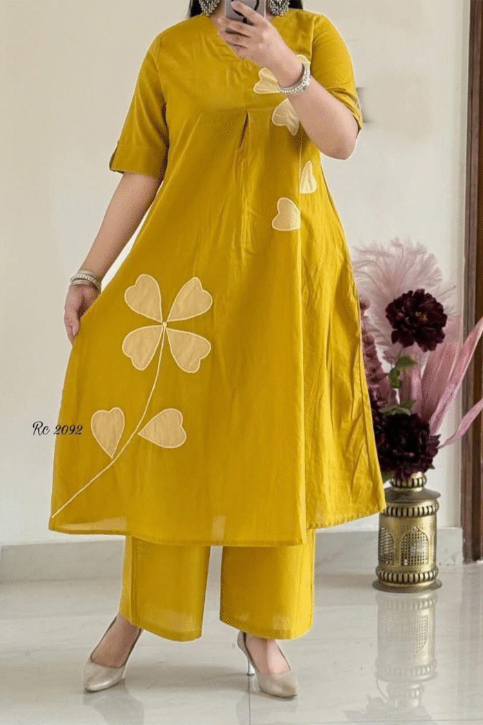 Cotton Cord-Set With Floral Pach Work - Image 2