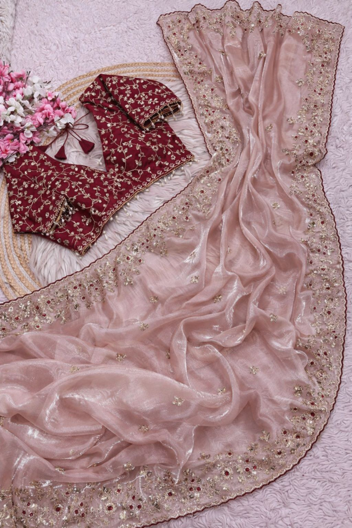 Trending Collection Silk Saree With Embroidery Work - Image 3