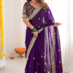 Bollywood Desing Satin Silk Sequance Thread Work Saree