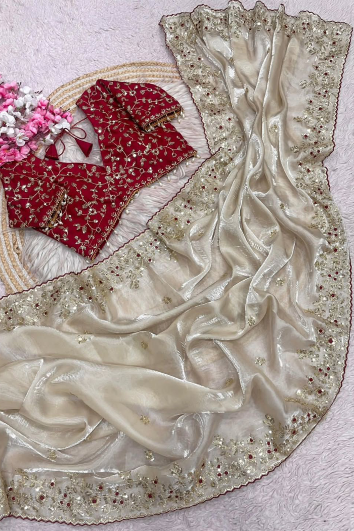 Trending Collection Silk Saree With Embroidery Work - Image 2