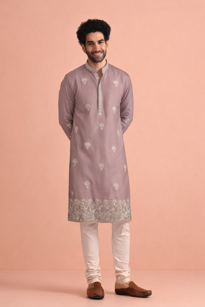 Men's Embroidery Wedding Kurta With Payjama Vol 07 - Image 4