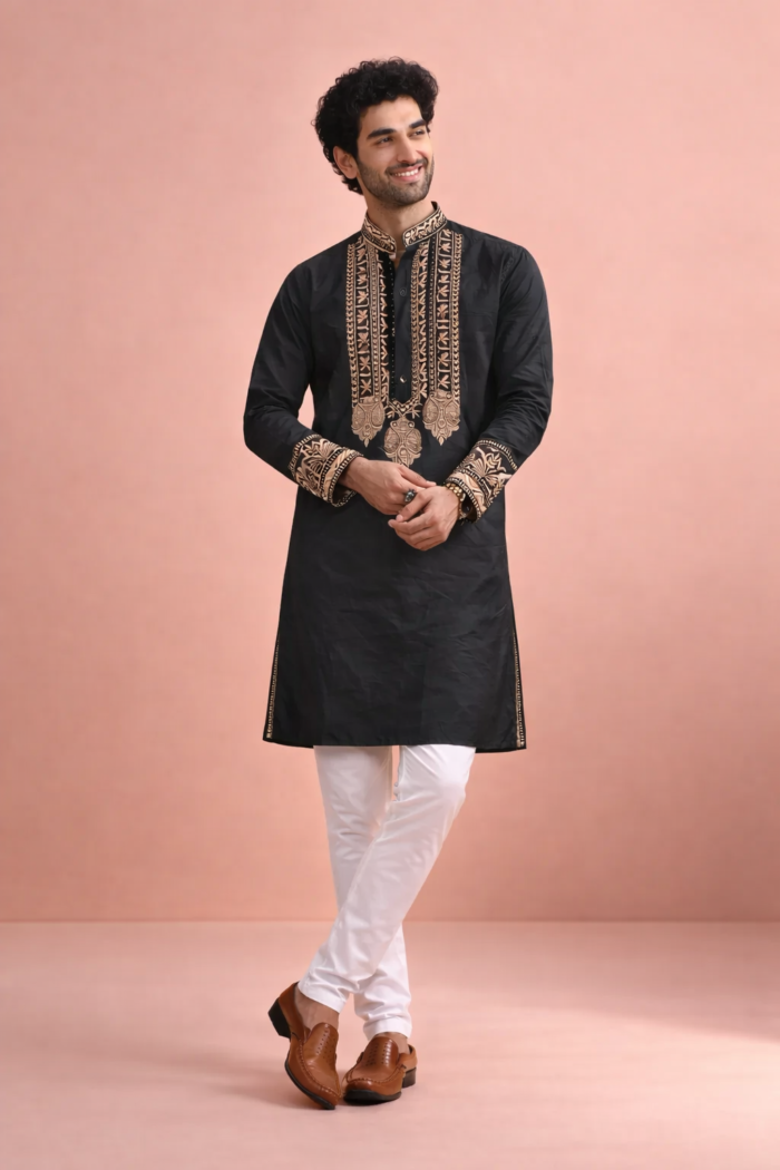 Men Kurta With Bottom & Embroidery Work On Kurta VOL 08 - Image 5