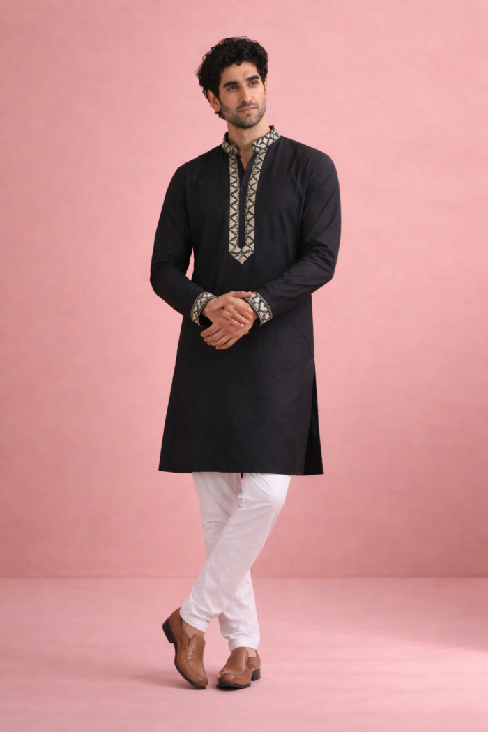 Men Kurta With Bottom & Embroidery Work On Kurta VOL 08 - Image 4
